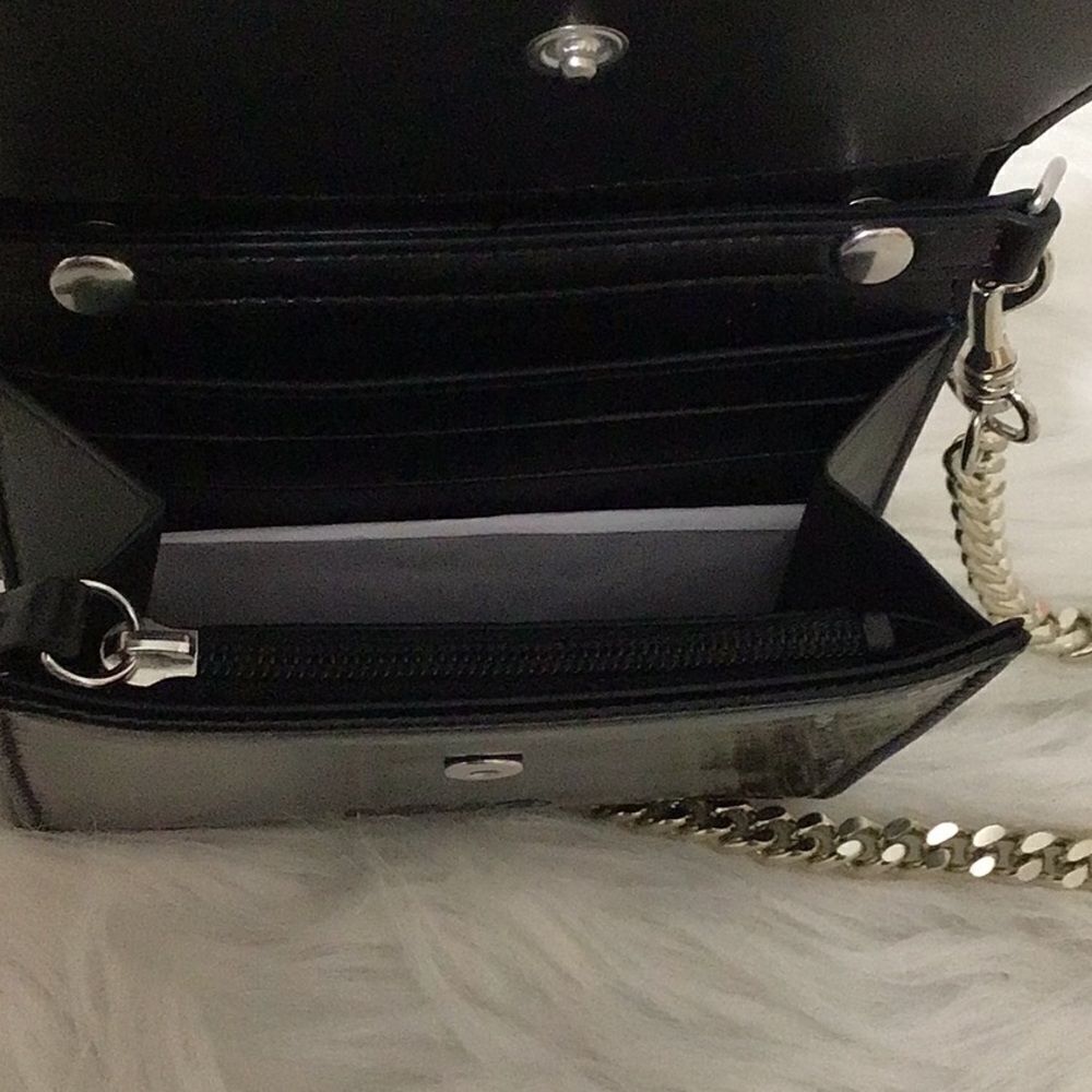 MM6 Maison Margiela Logo Black Folding Small Wallet On A Chain - Picture 16 of 16